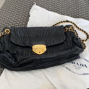 Prada black leather handbag